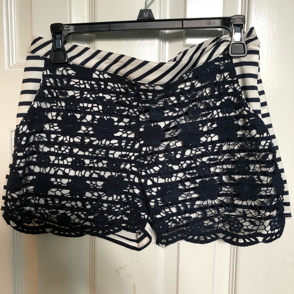 Blu Pepper Striped Lace Shorts